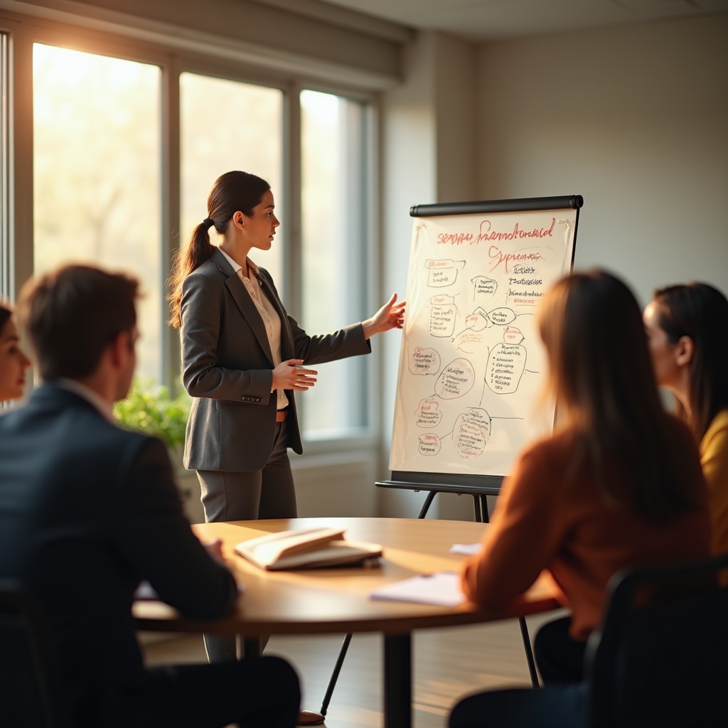 Sesja mentoringowa - profesjonaliści podczas spotkania grupowego